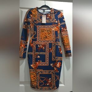 New Emry Rose, Blue and Orange Patterned Dress(NEW)